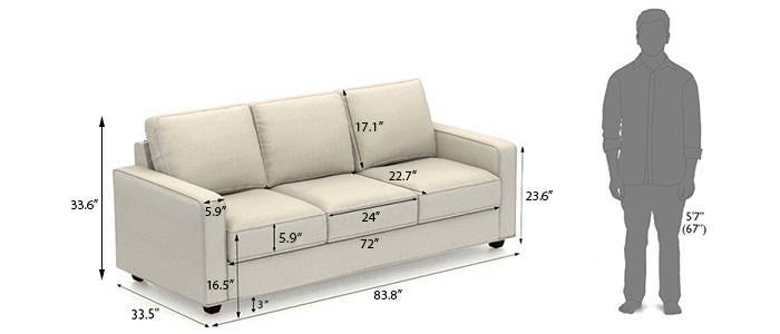 Standard 3 cushion couch length top
