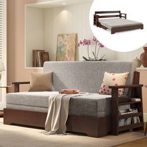 Oshiwara Sofa Bed Dark Walnut Finish Flint Grey