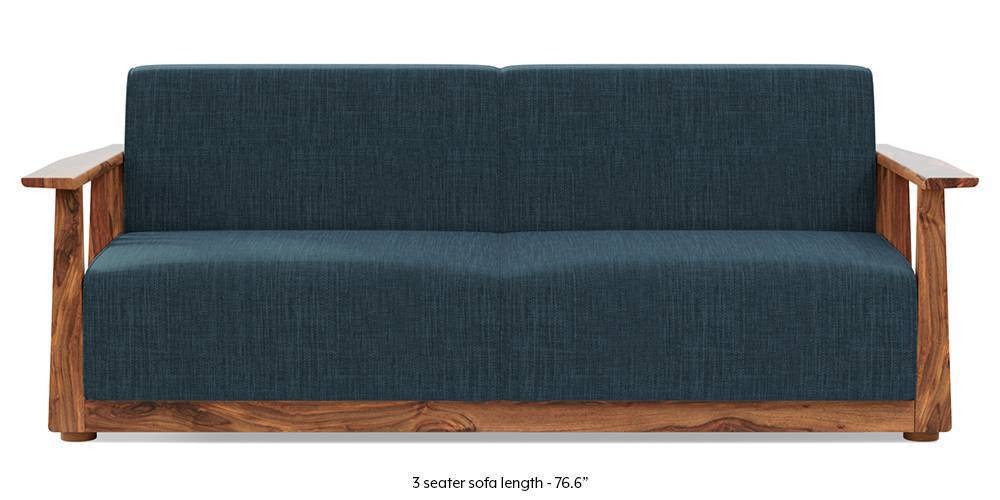 Serra Wooden Sofa - Teak Finish (Indigo Blue) - Urban Ladder