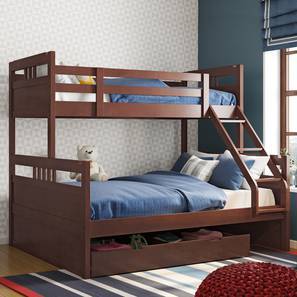 Dublin Single Over Queen Bunk Bed Dark Walnut Finish With Storage