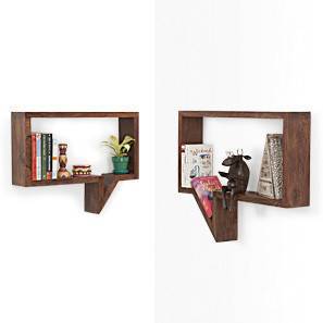 Wall Shelves Kitchen Racks Online Wooden Mounted Designs Quote Unquote Wall Shelves Set Of 2 Mahogany Finish By Urban