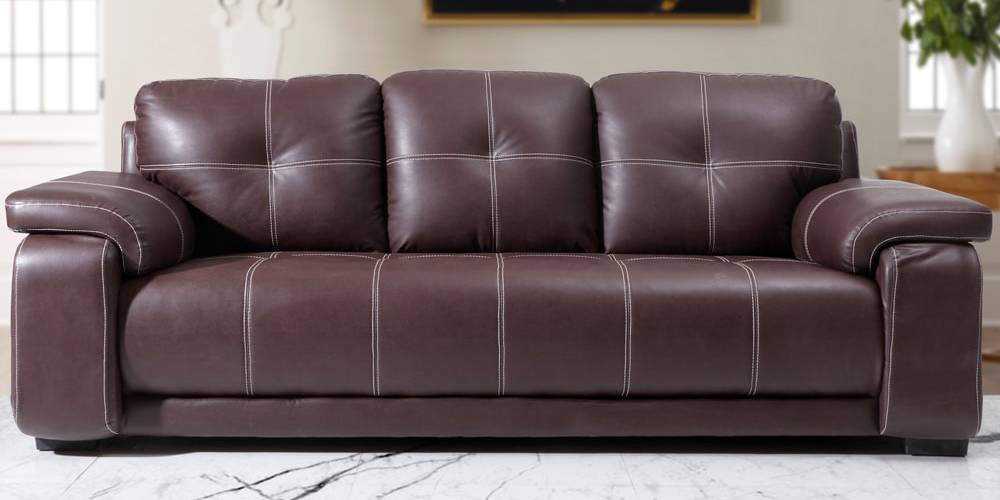 Marina Leatherette Sofa Dark Brown Urban Ladder