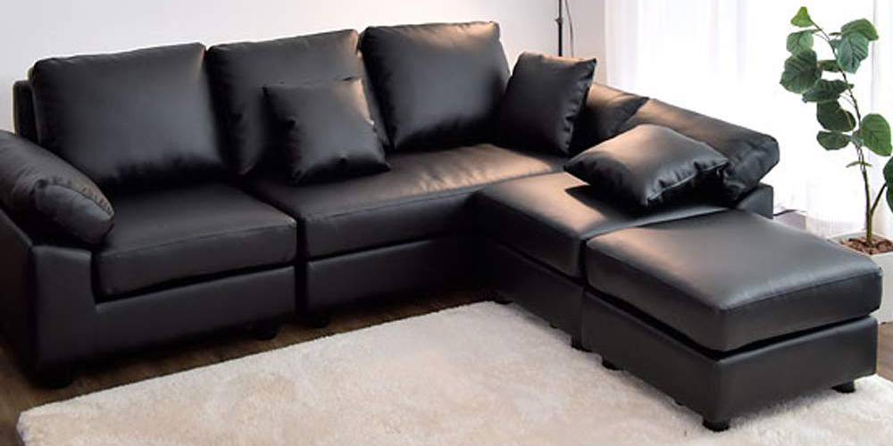 Shyla Fabric Sectional Sofa Black, Black Cloth Sectional Sofa