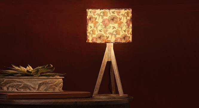 Dobry Multicolour Canvas Table Lamp with Wood Base - Urban Ladder