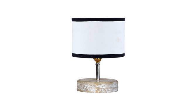 Rocco White & Black Cotton Table Lamp With White Brushed Wood Base - Urban  Ladder