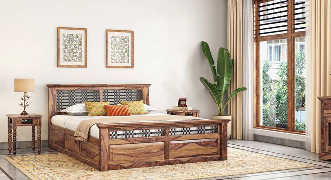 Bunai Queen Size Bed with Box Storage Finish Teak Urban Ladder