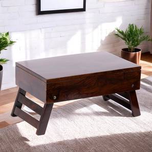 Ohio Sheesham Wood Foldable Laptop Table with Side Drawer in Mahogany Finish Urban Ladder