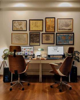 Sharing our home office space at night time! Thanks to Ray Executive Study Chairs and Terry Study Tables from Urban Ladder we have the perfect office space. It helps to control the mood and create a very clam and relaxing experience. Here, also we have two recessed lights on the ceiling ( we only turn them on when we need more consistent well lit room at night ) And for most part of the night, we only have the accent lights do the job.